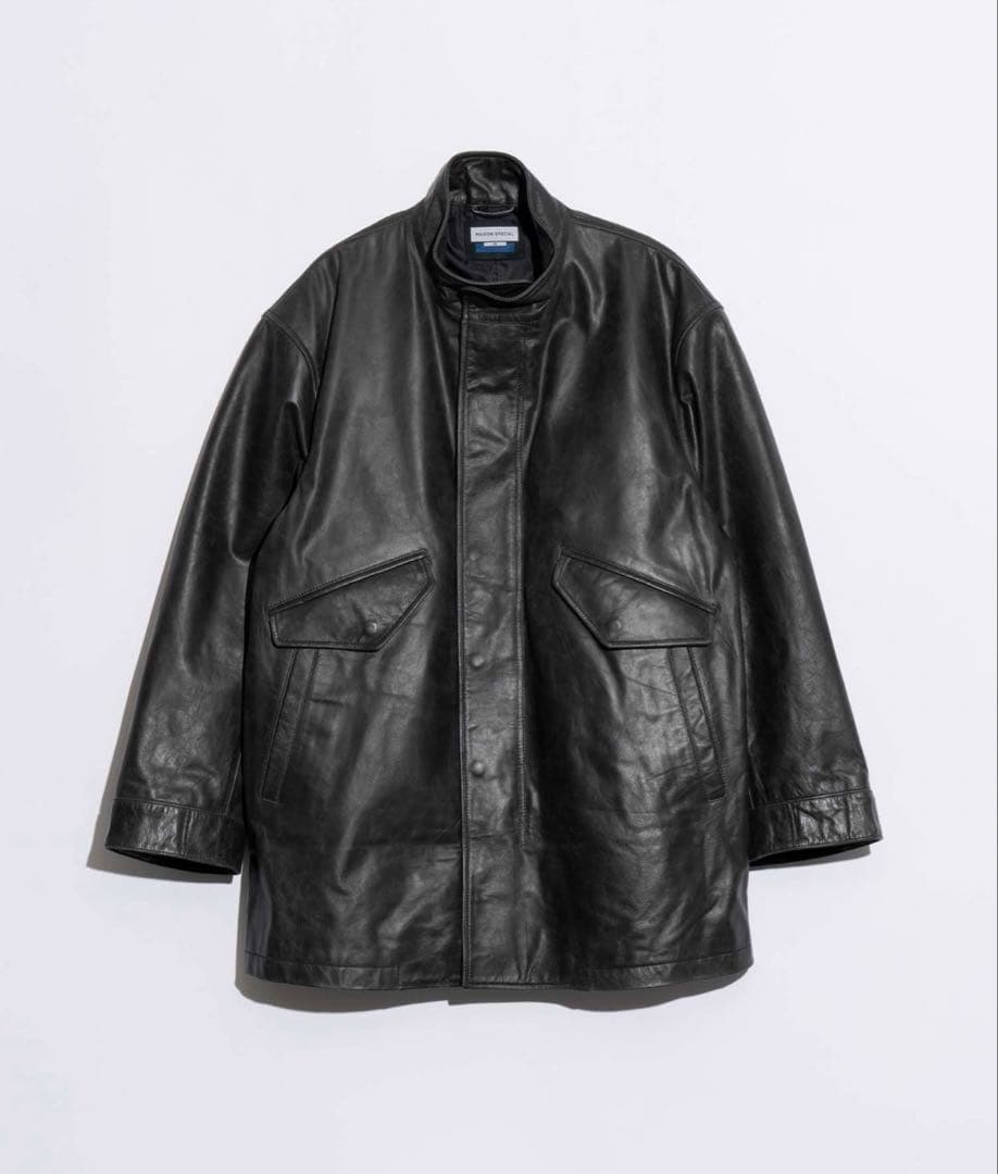メゾンスペシャル バッファロー レザー ドレス オーバー ショート モッズコート
