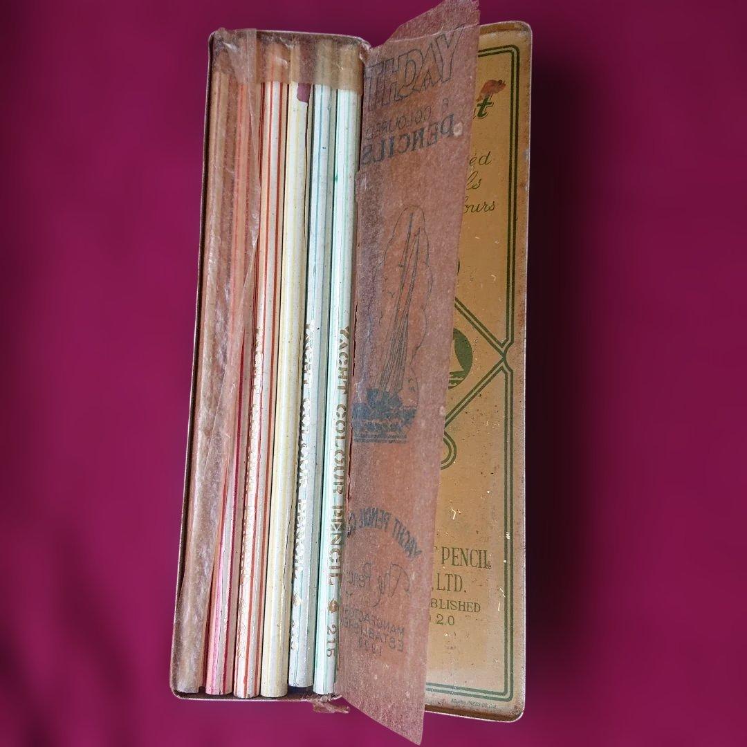 1920年製超希少ヴィンテージヨット鉛筆ブリキ箱入Yacht Pencils