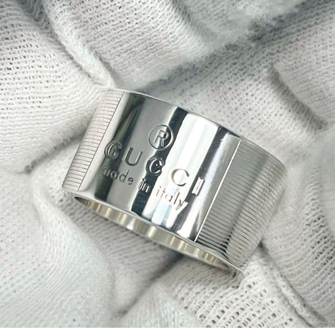 美品　GUCCI 指輪　ロゴワイドリング　15号