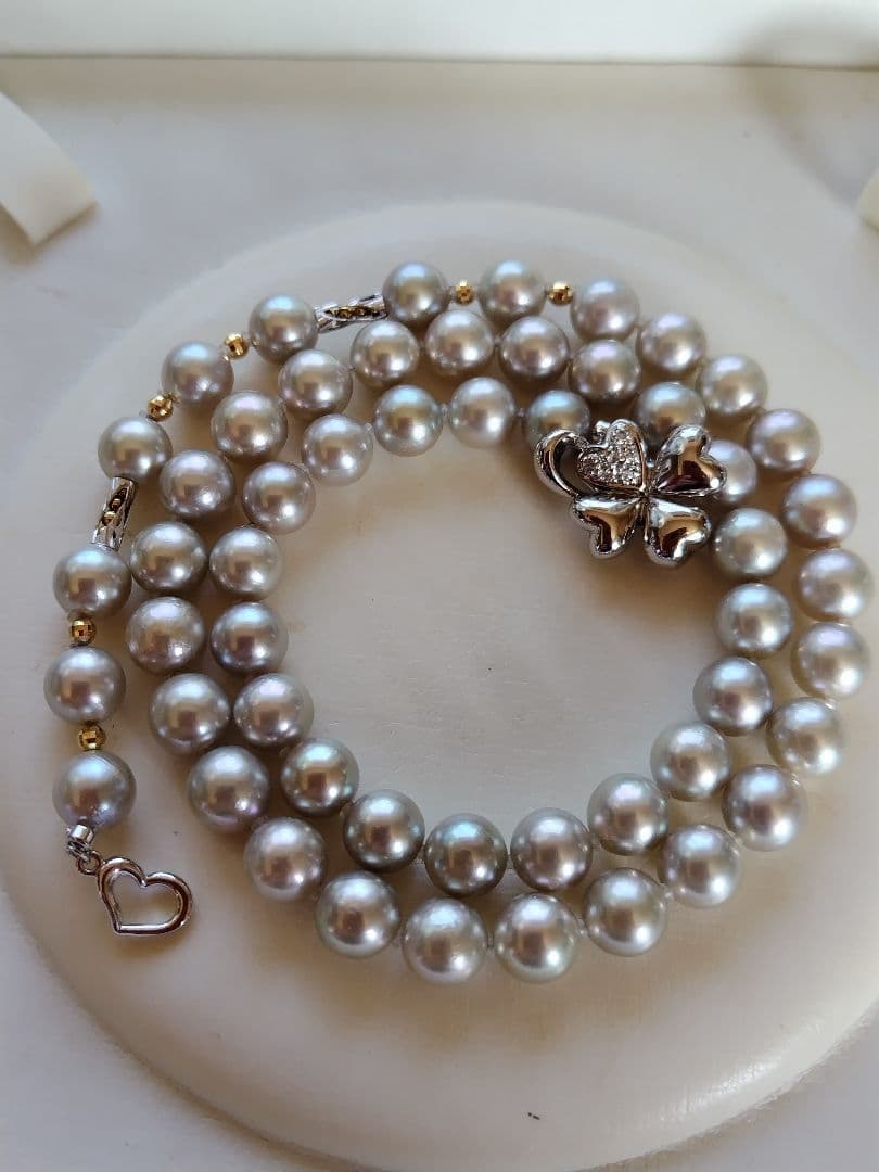 アコヤ真珠シルバーグレーの、3WAYネックレス