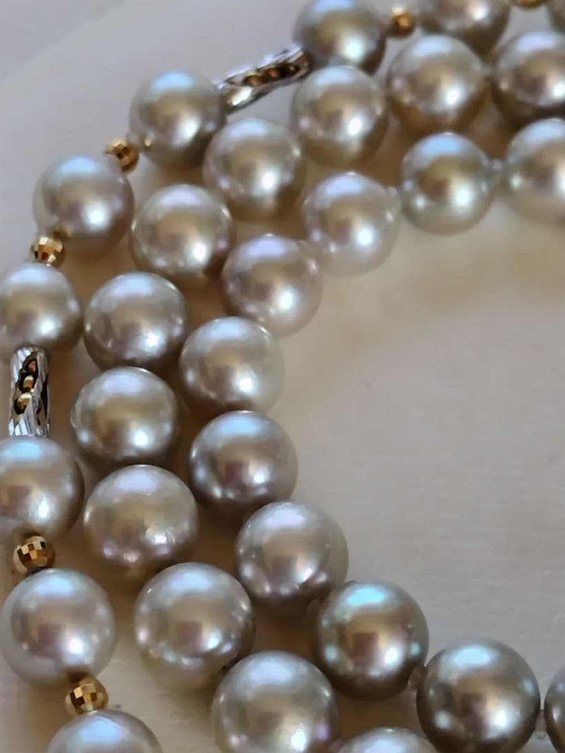 アコヤ真珠シルバーグレーの、3WAYネックレス