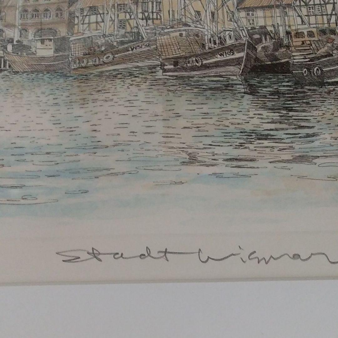 値引き中、織田義郎 絵画 94／100 ドイツ ビスマールの港 インテリア
