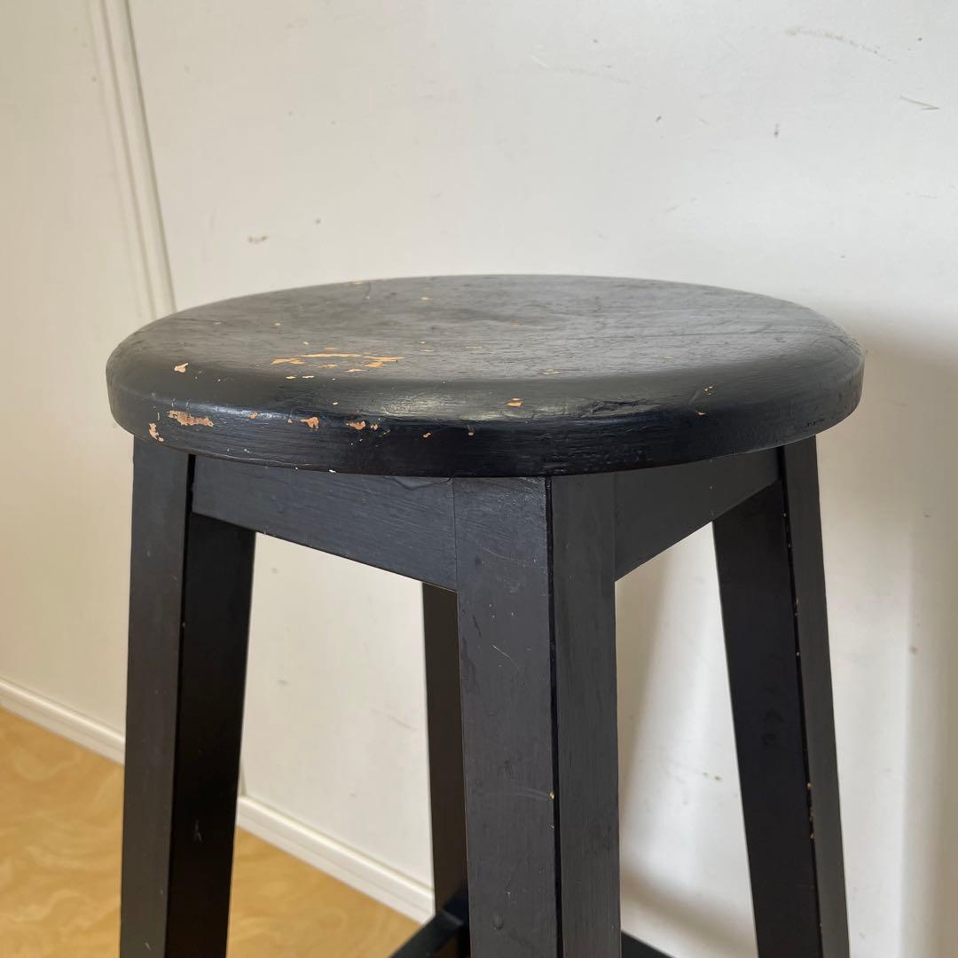 木製スツール 丸椅子 ハイスツール ビンテージ インダストリアル 黒 ブラック
