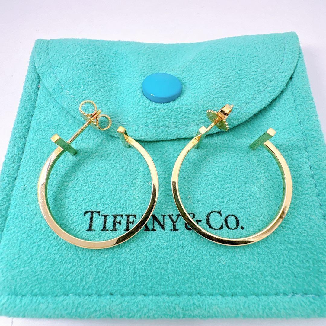 極美品 付属品付 ティファニー Tワイヤー フープ ピアス ゴールド k18