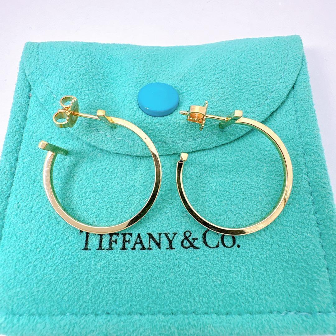 極美品 付属品付 ティファニー Tワイヤー フープ ピアス ゴールド k18