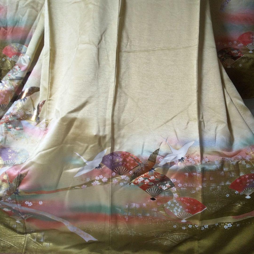 【和装】レディース(女性用) お着物 ゴールド 金の鶴 振袖 成人式