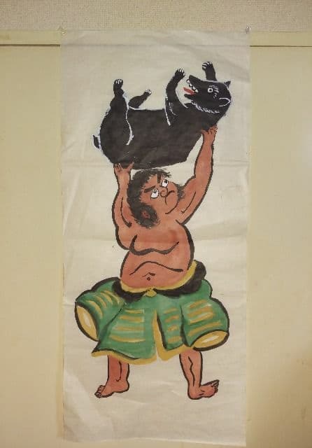 大津絵　金太郎　松山(検　紙本　肉筆　捲り