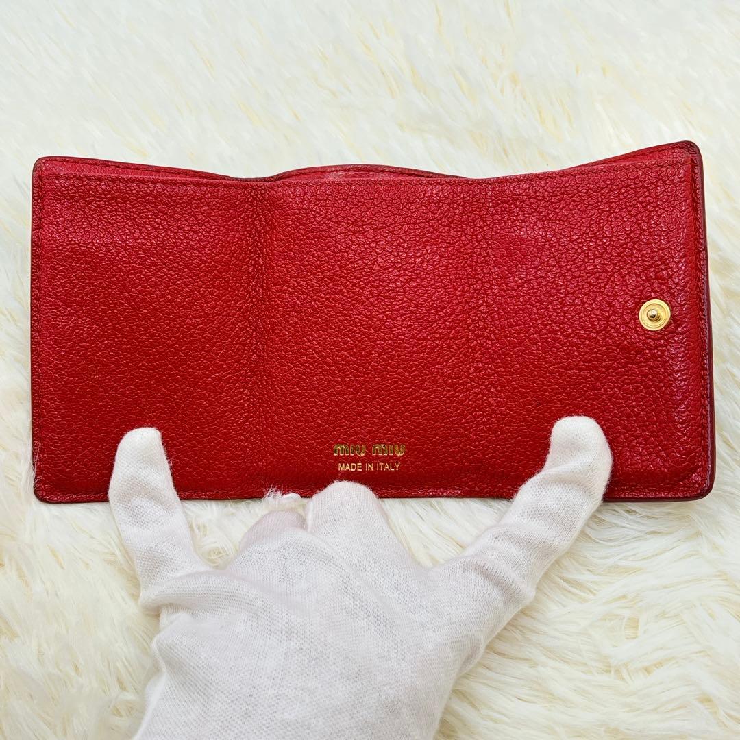 美品✨ミュウミュウ ラブレター マドラス ハート 三つ折り財布 ブラック 黒