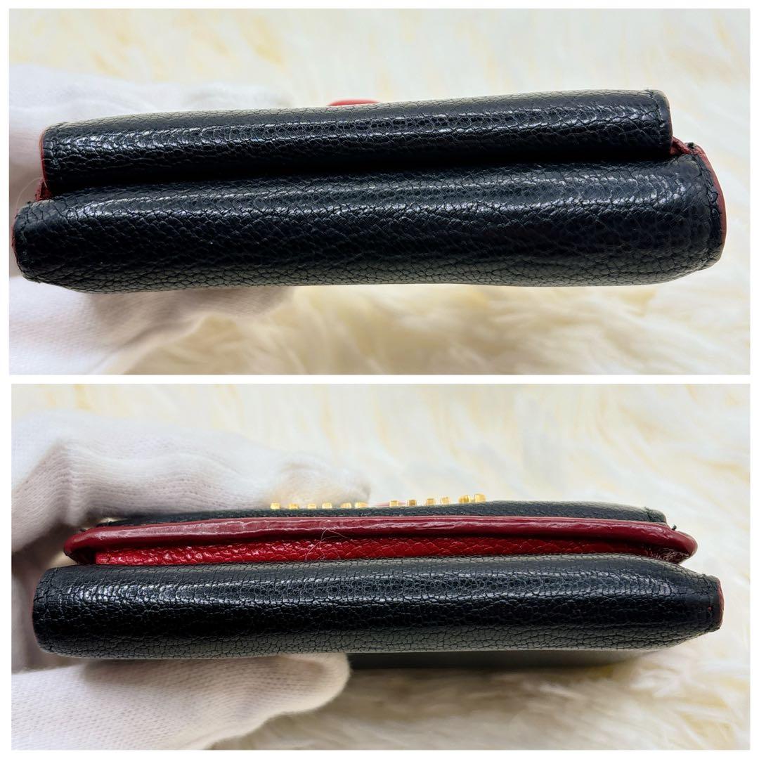 美品✨ミュウミュウ ラブレター マドラス ハート 三つ折り財布 ブラック 黒