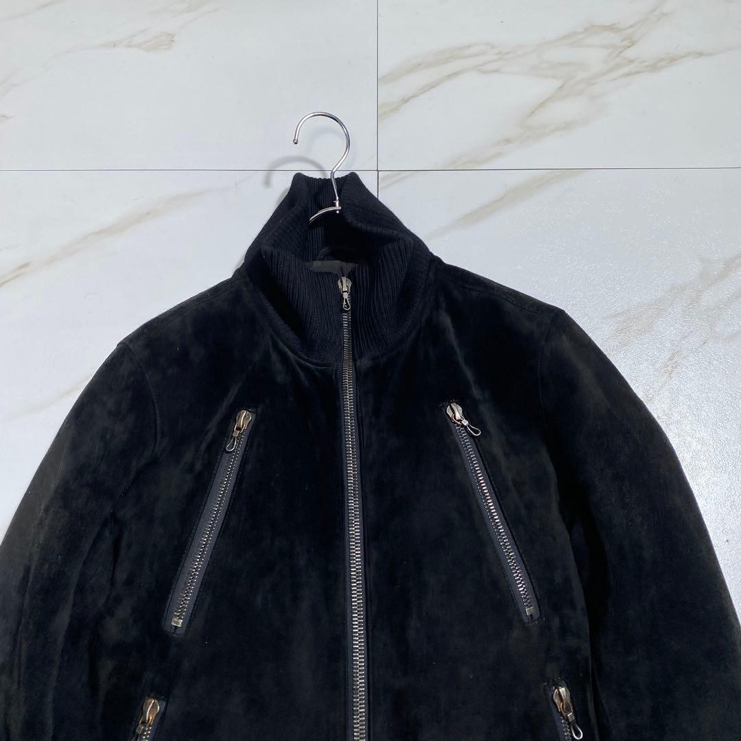 希少⭐︎アタッチメント レザースエード短丈シングルライダースブルゾン ダブルジップ