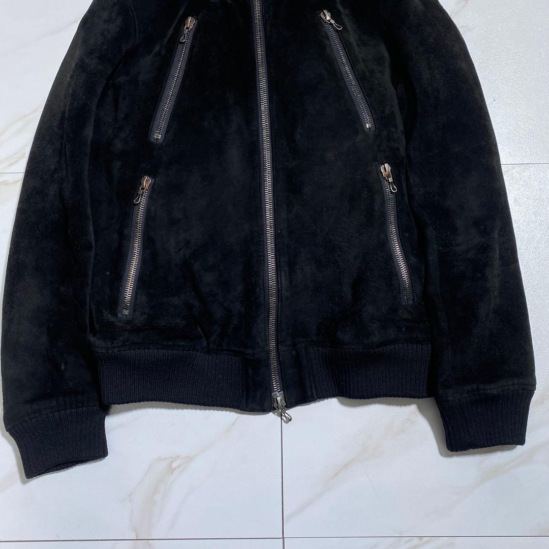 希少⭐︎アタッチメント レザースエード短丈シングルライダースブルゾン ダブルジップ