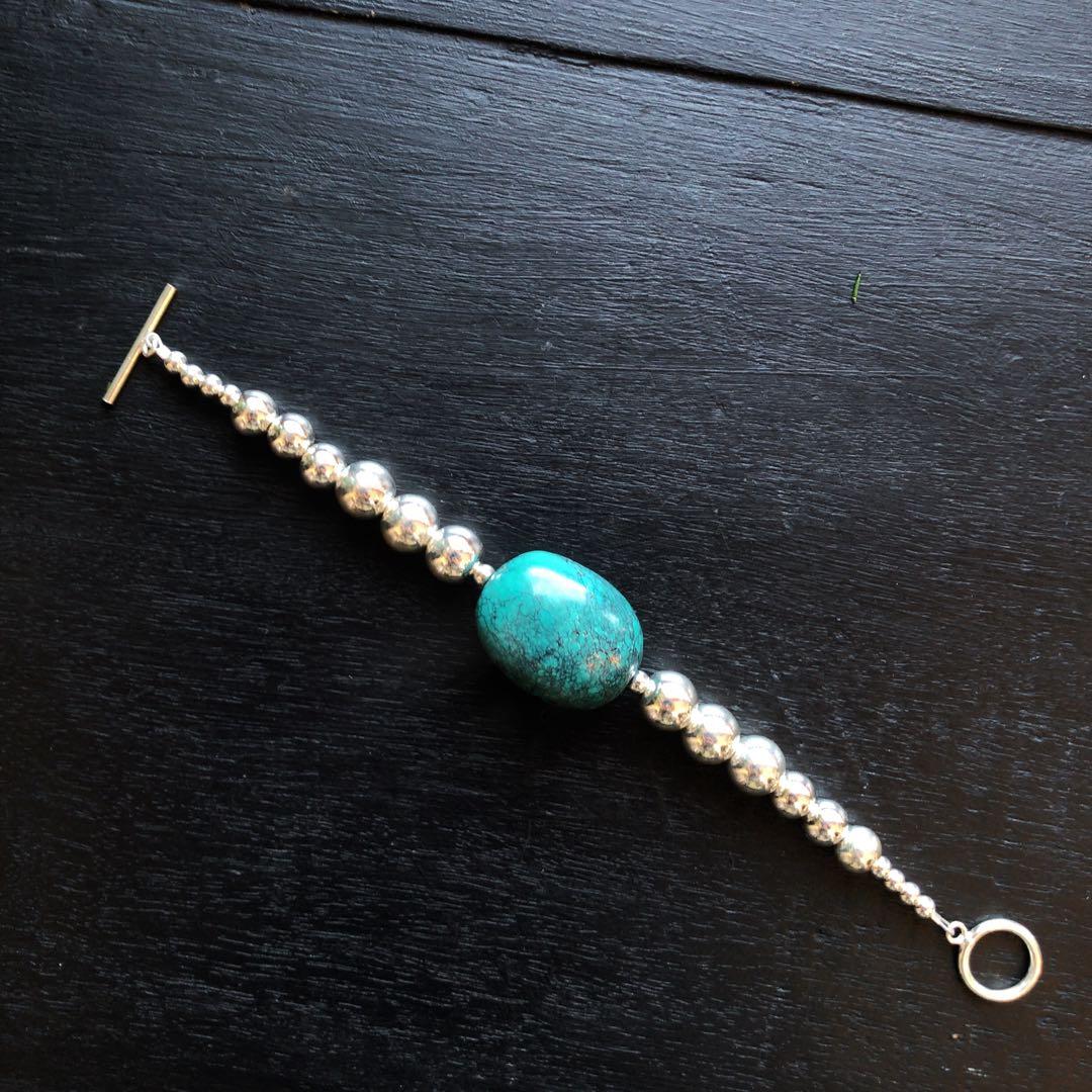 ターコイズブレスレットsilver925ナバホパールブレスレット天然石アクセサリ