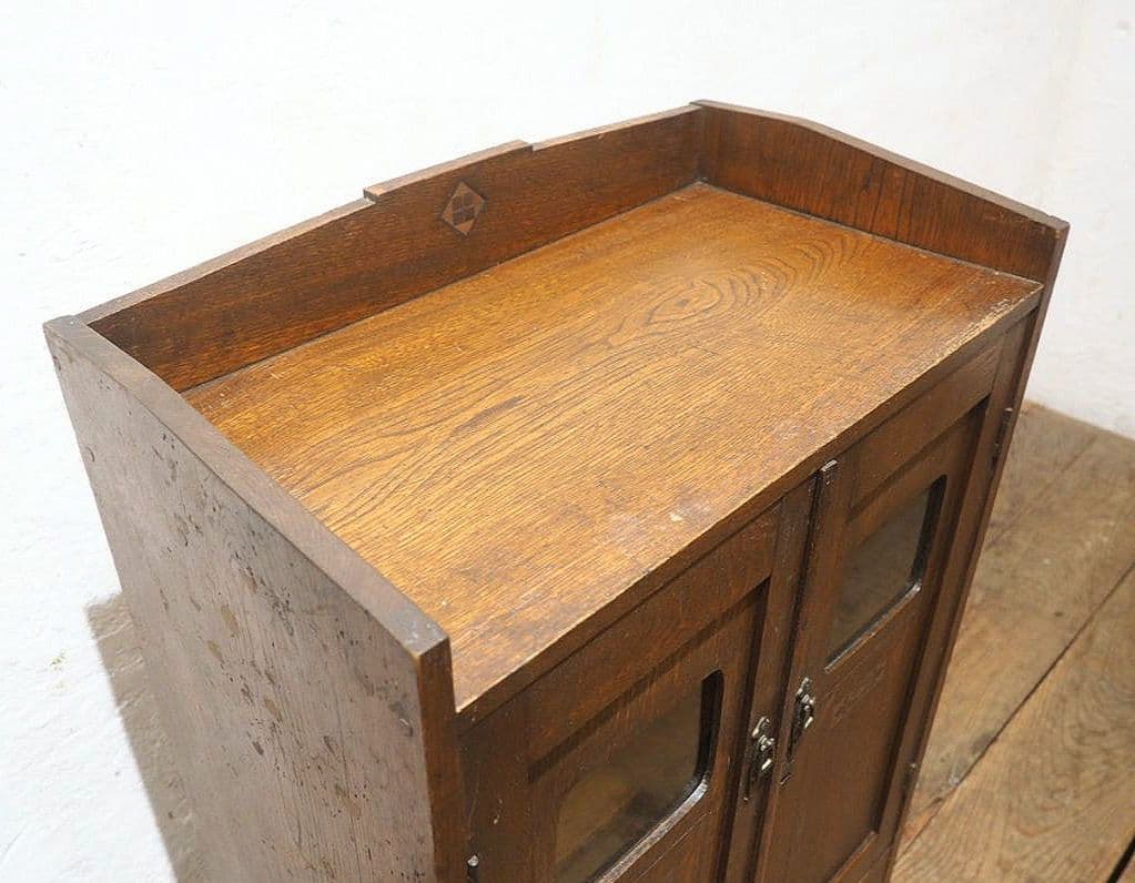 1305　アンティーク　象嵌細工の飾り棚　食器棚　キャビネット　ガラスケース