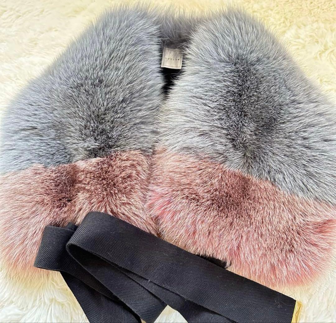 【美品】ラドロー LUDLOW ふわふわ フォックスファー マフラー ショール