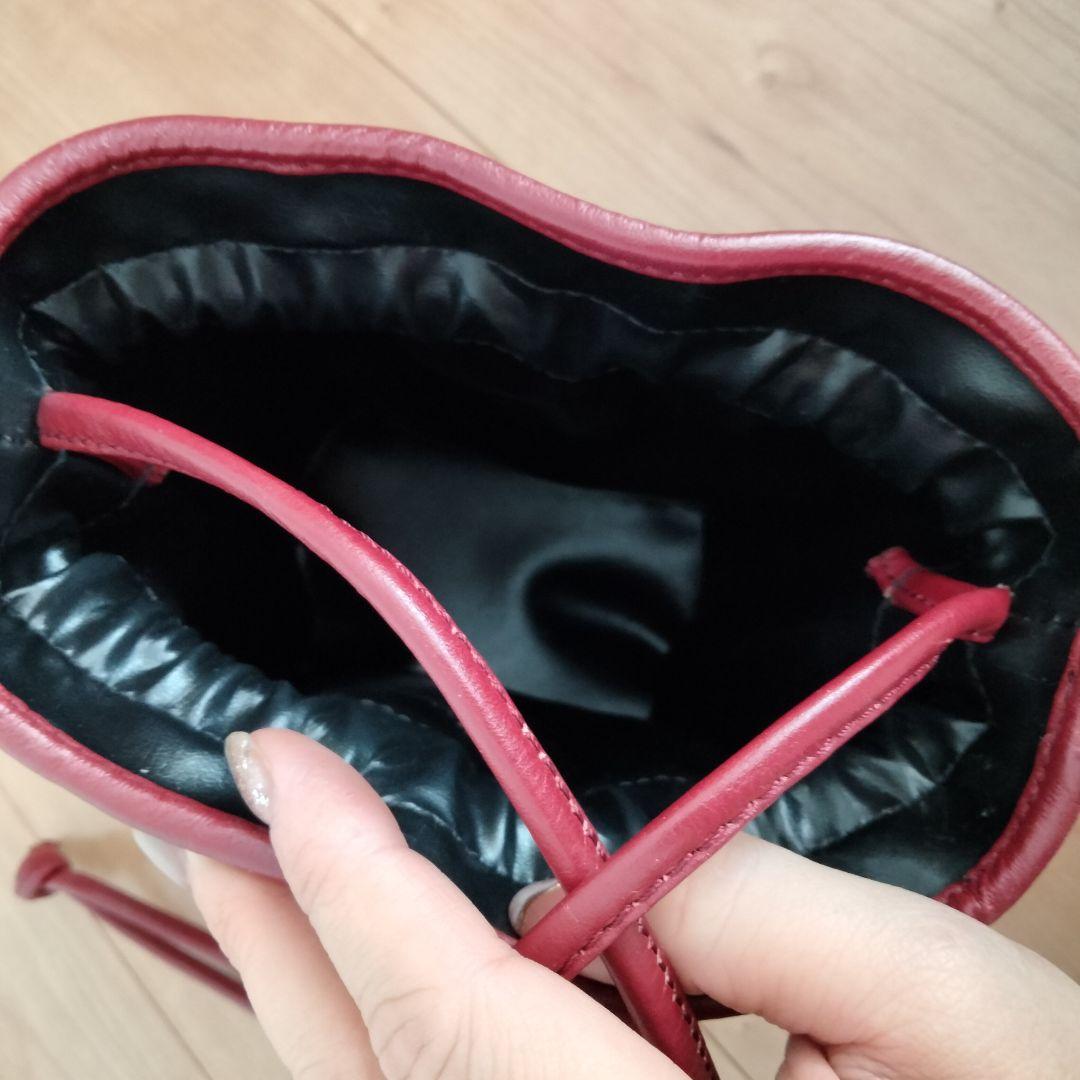 クリスチャンディオール レザー 巾着バッグ ショルダーバッグ 赤 レッド