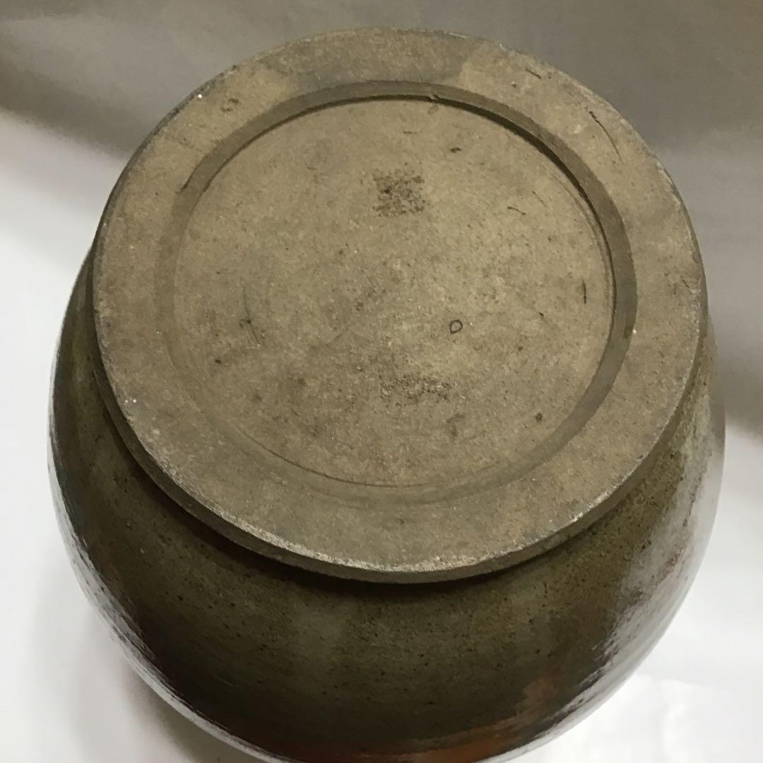 アンティーク 古 大堀相馬焼 首 緑釉 徳利