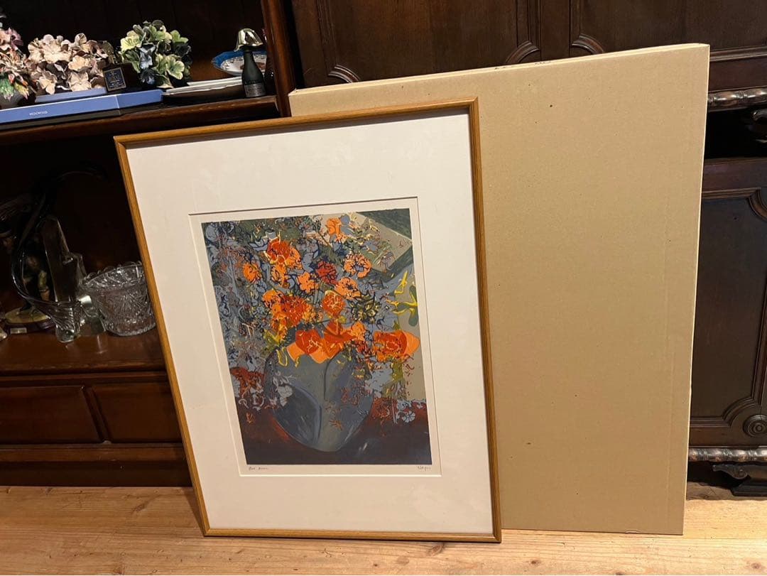 ラフル アート 額縁 インテリア 花瓶 花 アンティーク