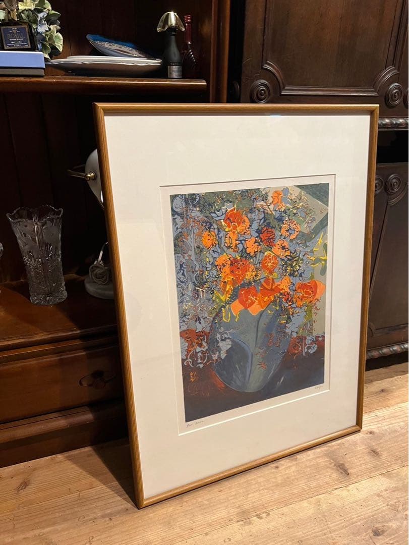 ラフル アート 額縁 インテリア 花瓶 花 アンティーク