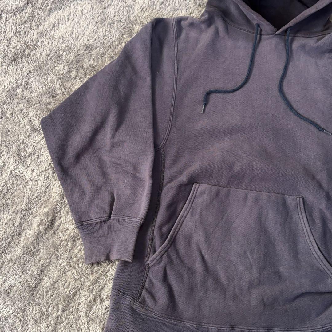 【70s80s】USA製 sand Knit （L）フーディ 茄子紺 フェード