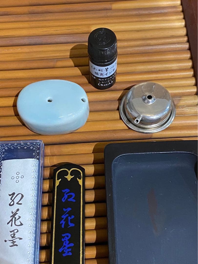 高岡塗 螺鈿細工 書道具 硯 木箱入