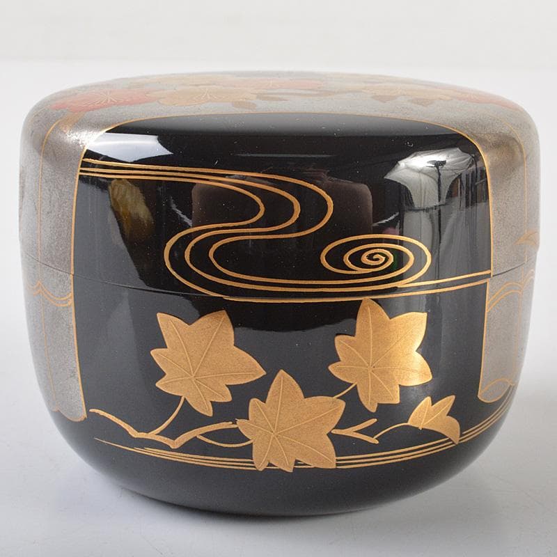 茶道具　輪島塗　目代春帆作　雲桜蒔絵　平棗　紫野　藤井誠堂極め箱　V　R6587