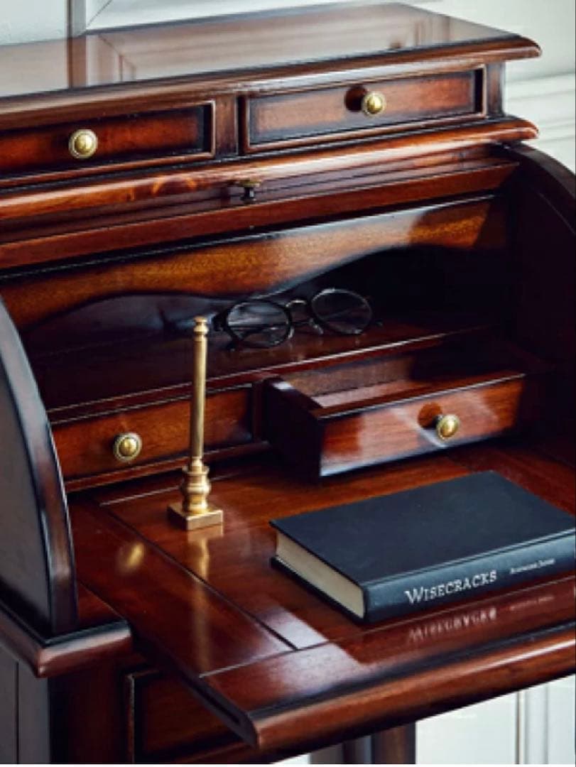 木製ライティングビューロー マホガニー　ダベンポートデスク　ダークブラウン