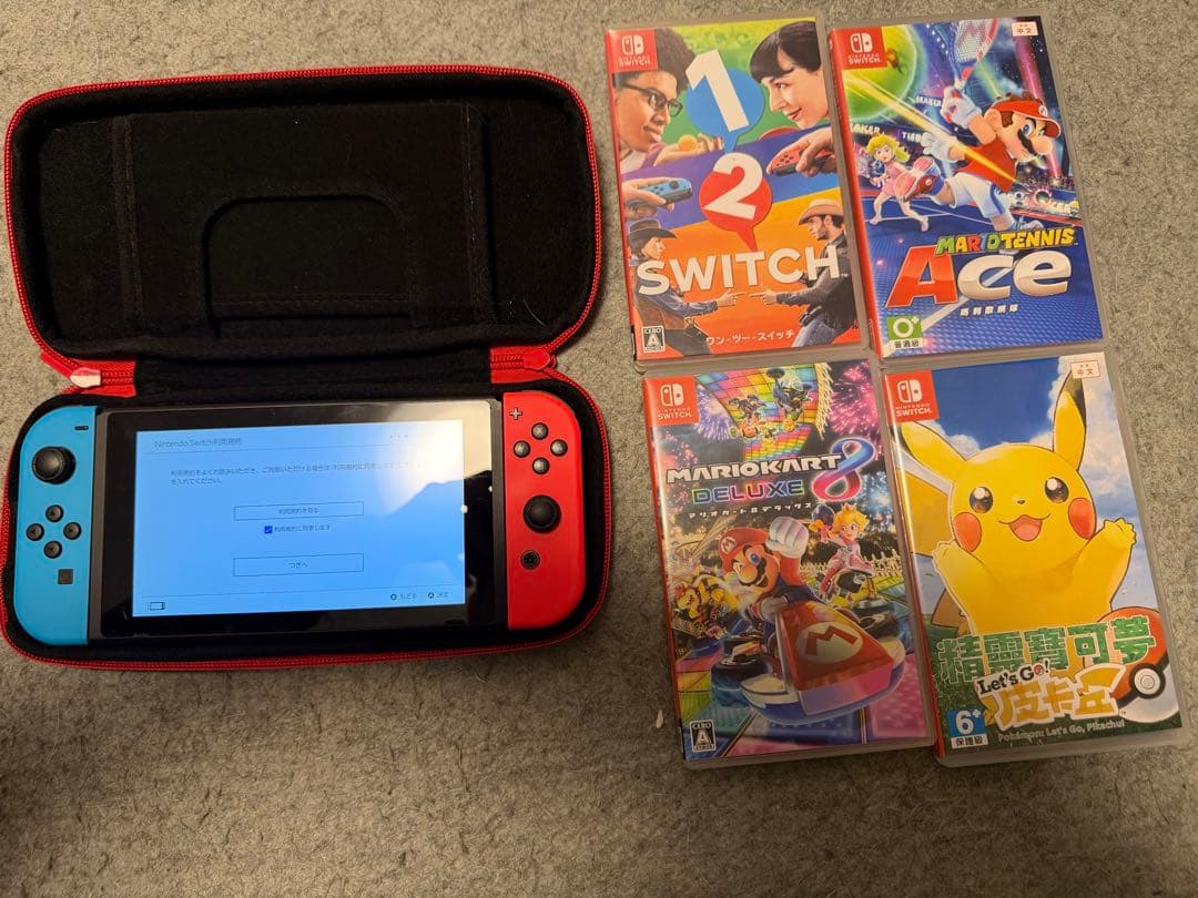 Nintendo Switch本体　ゲーム(4本)、SDカード、ケース付きセット