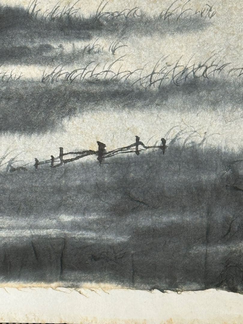 中国　蘇州画家　江和汀作　蘇州月夜　肉筆　水墨画　表具前　送料込み251211