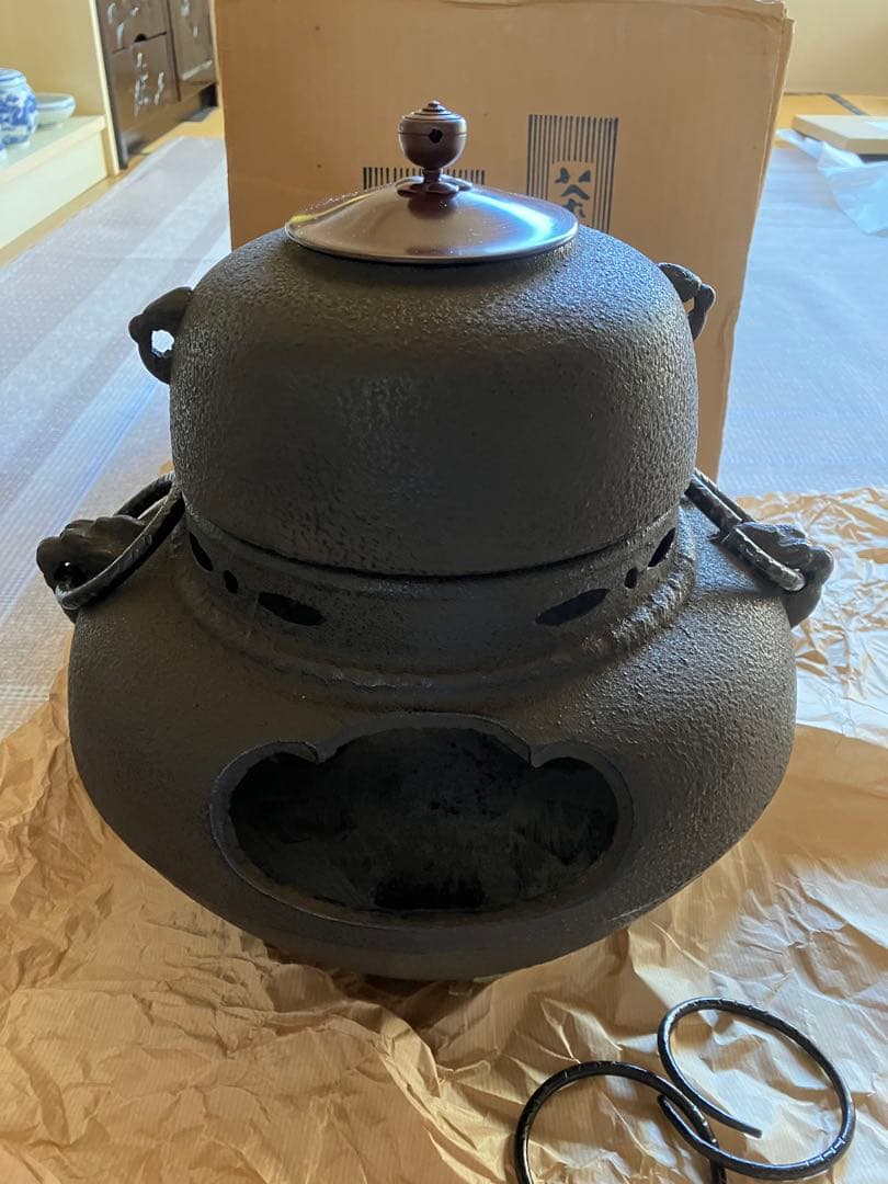 鬼面鉄風炉釜,敷板,電熱器セット