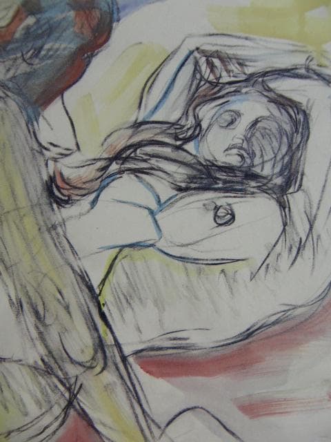 ムンク、『男と女』、希少な画集より、新品高級額・額装付