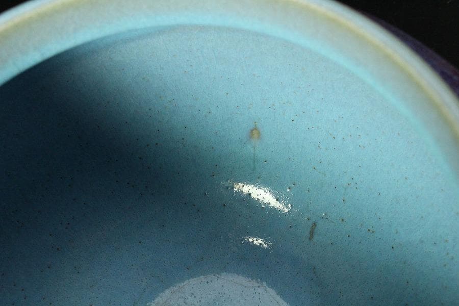 中国美術 鈞窯 斑紫釉 壷 φ23.5cm(K-LC211)