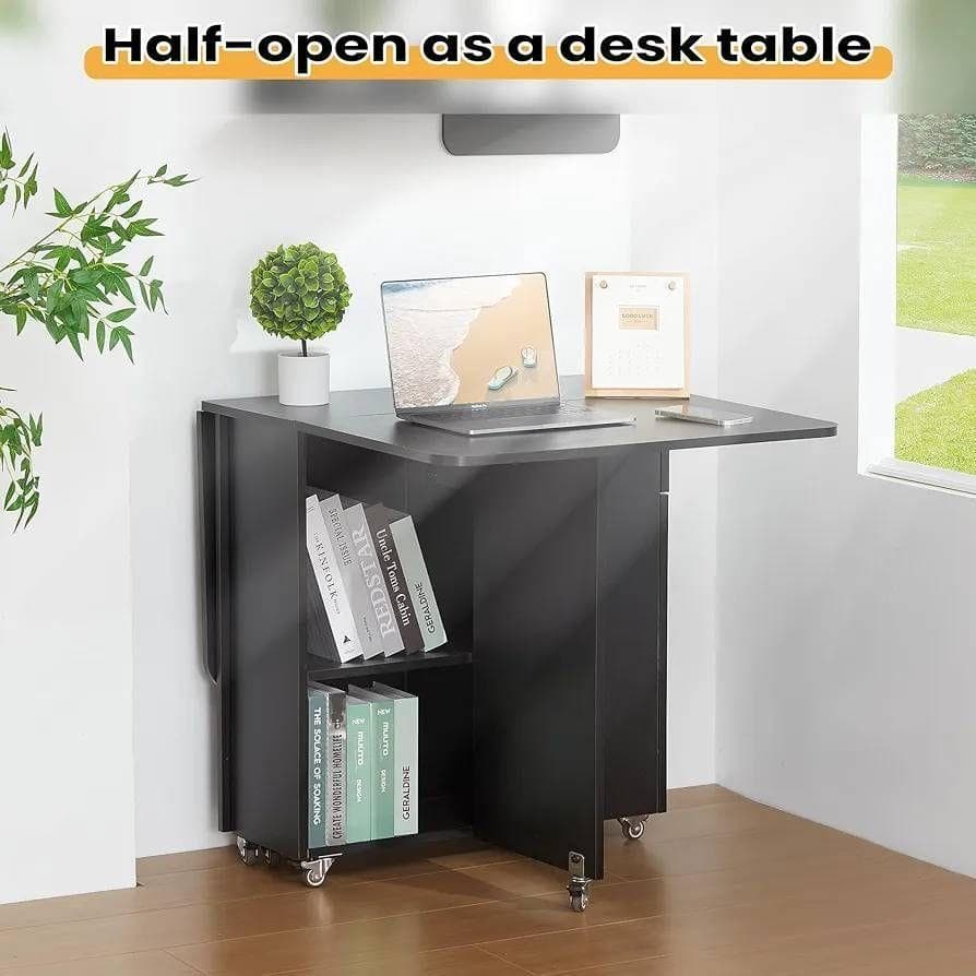 特価❕ホテルライク❕折りたたみ可能❕収納付✨️ダイニング テーブル 黒