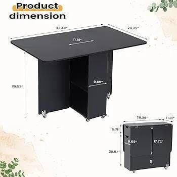 特価❕ホテルライク❕折りたたみ可能❕収納付✨️ダイニング テーブル 黒