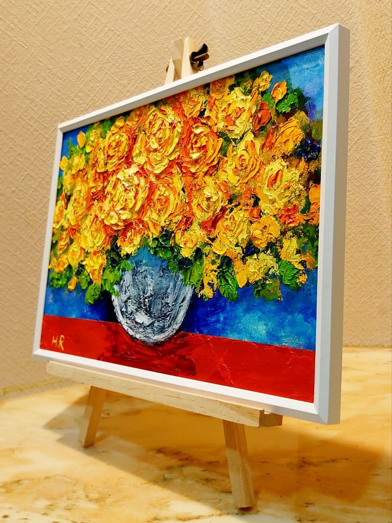 油絵 絵画【黄色花】