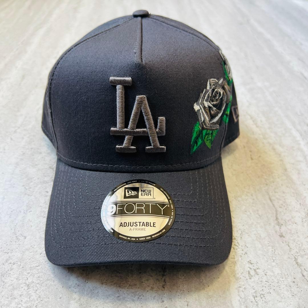 海外限定！ LA ニューエラ キャップ ドジャース グレー 薔薇