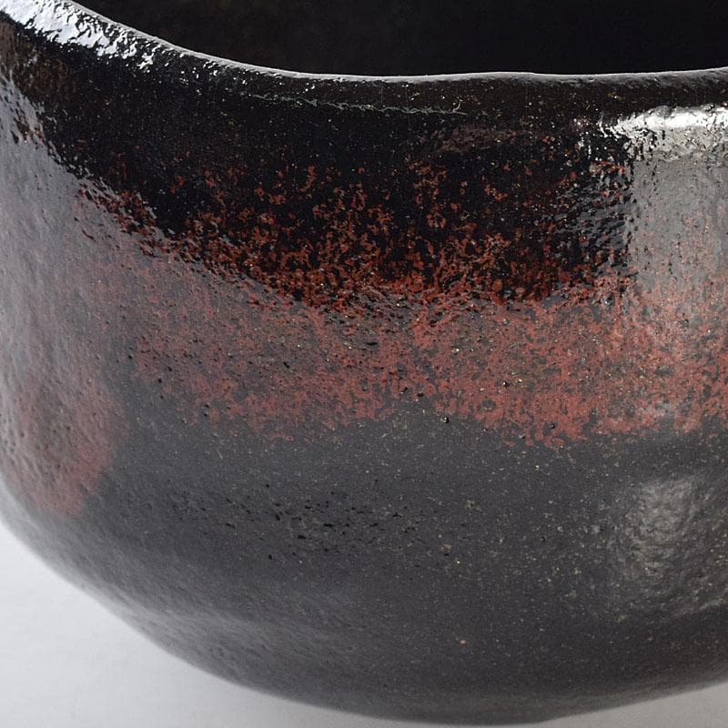 茶道具　楽焼　佐々木松楽造　黒楽茶碗　共布共箱　C　R8686