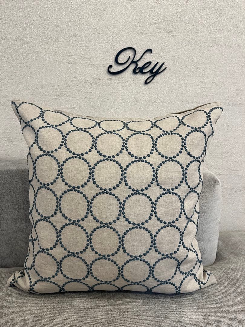 ミナペルホネン　ハンドメイドクッションカバー★タンバリン ベージュxブルーグレー