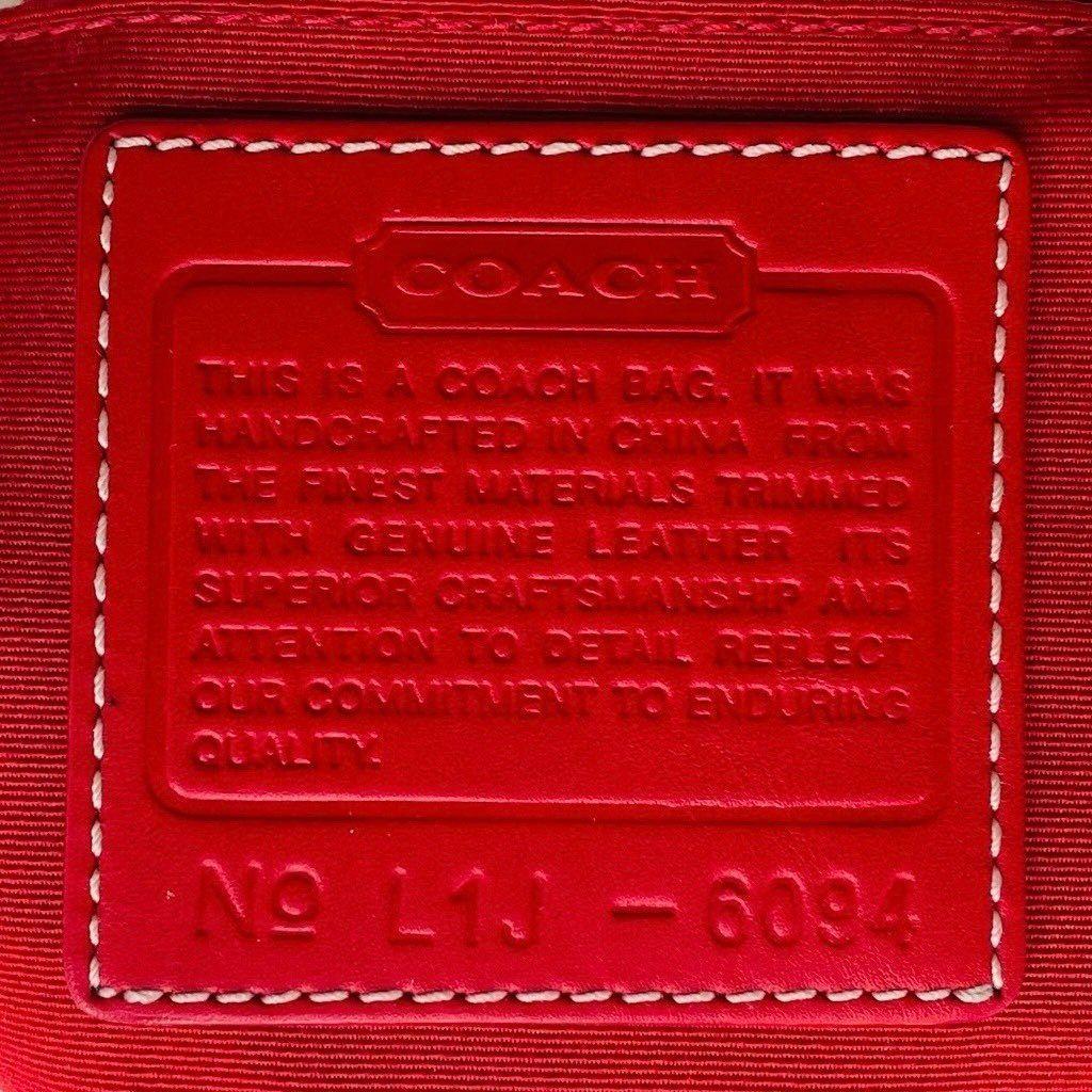 美品 コーチ アクセサリーポーチ ショルダー キャンバス レッド シグネチャー