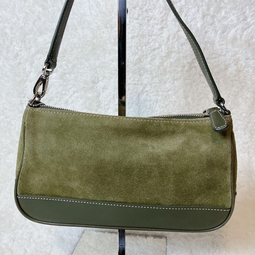 バッグ vintage coach suede shoulderbag green