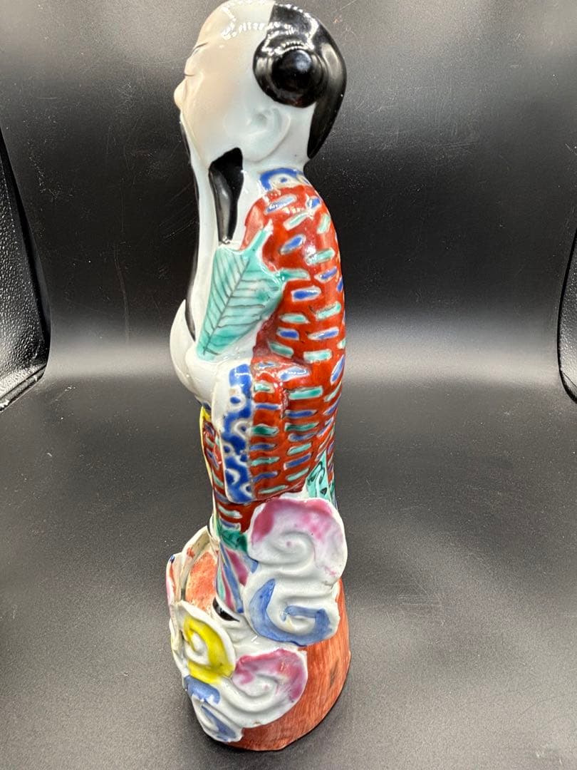 中国美術 古玩 色絵陶人形 陶器人形 高さ約25cm 置物 オブジェ 古董品