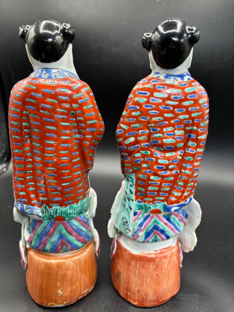 中国美術 古玩 色絵陶人形 陶器人形 高さ約25cm 置物 オブジェ 古董品