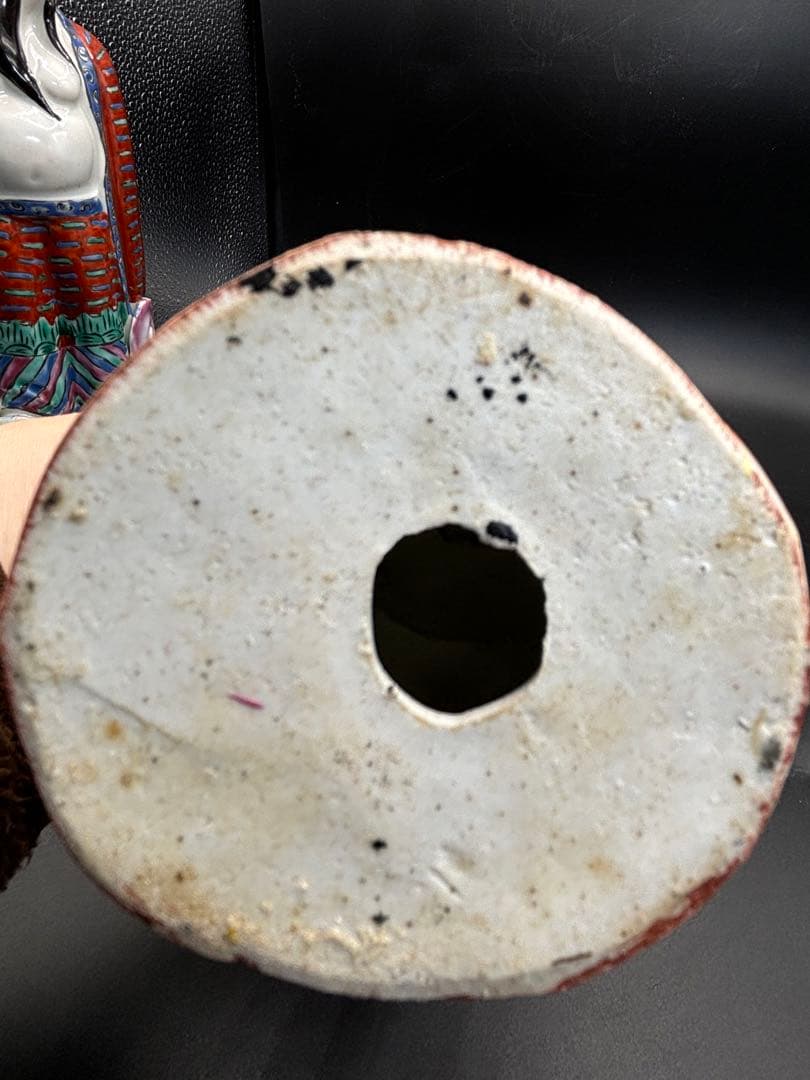 中国美術 古玩 色絵陶人形 陶器人形 高さ約25cm 置物 オブジェ 古董品