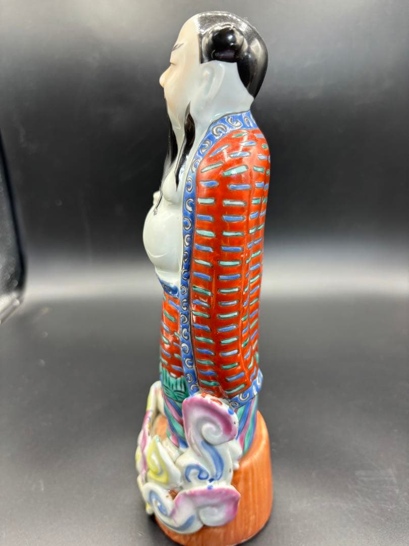 中国美術 古玩 色絵陶人形 陶器人形 高さ約25cm 置物 オブジェ 古董品