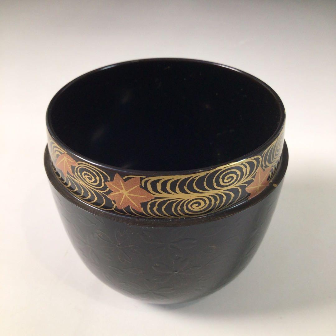 Ｒ８９３　棗　『漆匠　前端春斎作』『夜桜蒔絵』『中棗』　共箱　茶道具