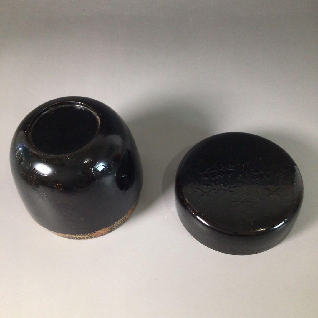 Ｒ８９３　棗　『漆匠　前端春斎作』『夜桜蒔絵』『中棗』　共箱　茶道具