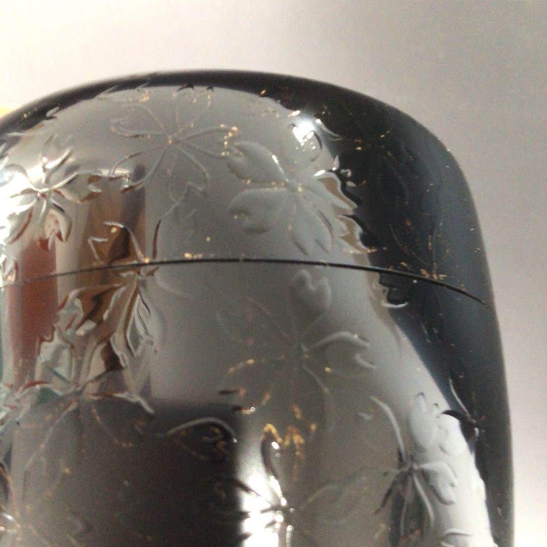 Ｒ８９３　棗　『漆匠　前端春斎作』『夜桜蒔絵』『中棗』　共箱　茶道具