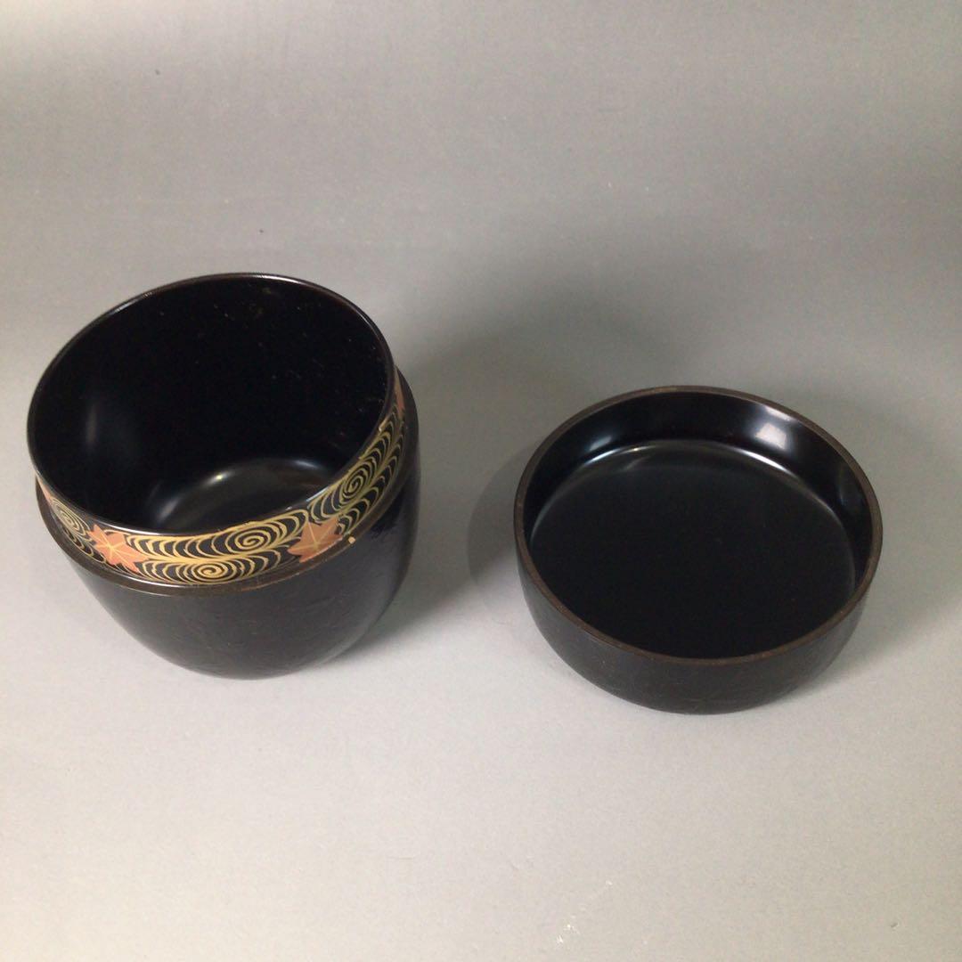 Ｒ８９３　棗　『漆匠　前端春斎作』『夜桜蒔絵』『中棗』　共箱　茶道具