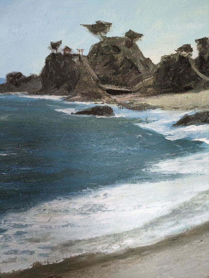 神貞一作　油彩画F8号　肉筆