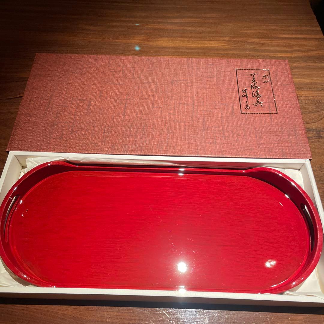 漆塗りトレー 45cm 赤　4セット
