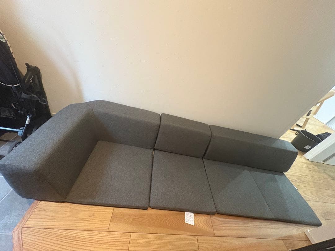 セルタン　日本製　ローコーナーソファ 3点セット デニム生地グレー